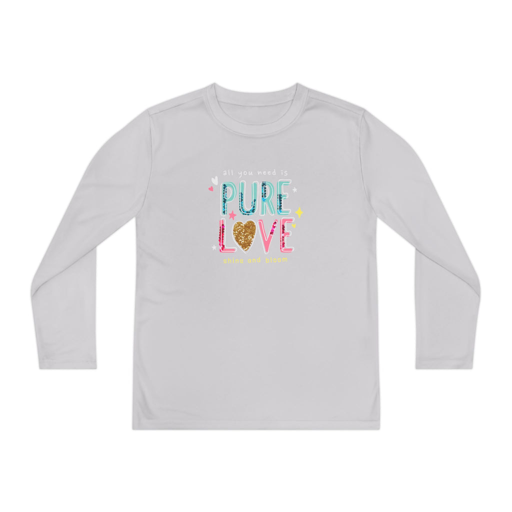 Youth Long Sleeve Tee — "Pure Love" Colorful Heart Kids Shirt