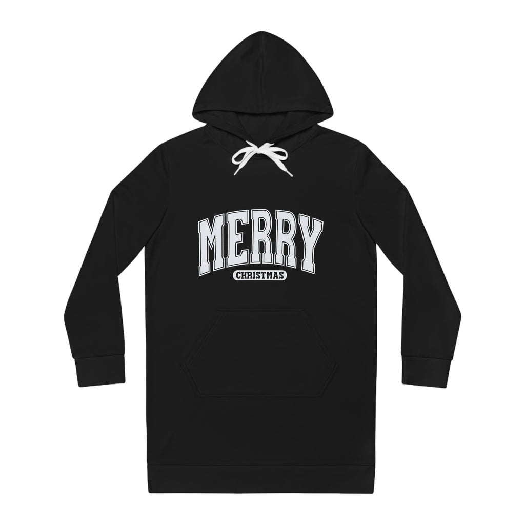 Merry Christmas Hoodie Dress — Women's Cozy Holiday Sweatshirt Dress