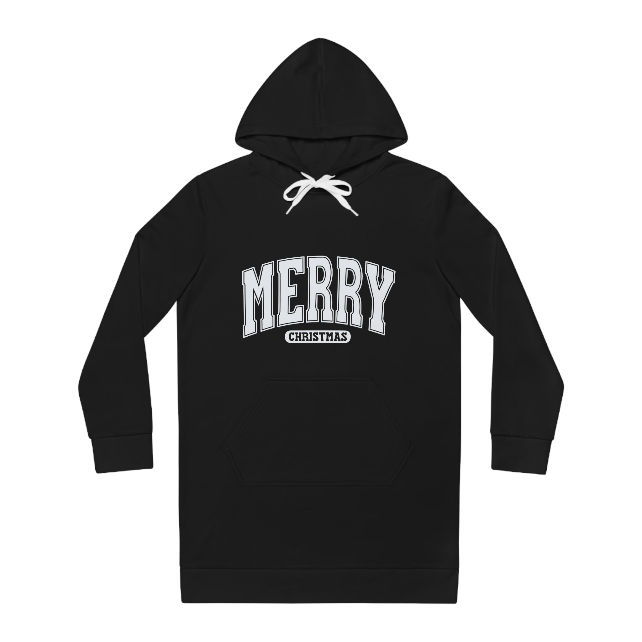 Merry Christmas Hoodie Dress — Women's Cozy Holiday Sweatshirt Dress
